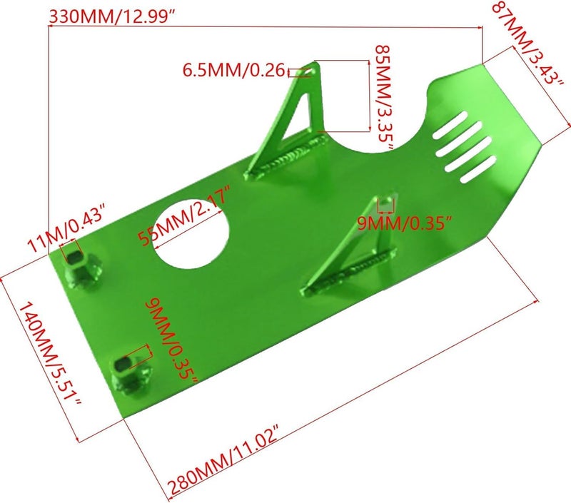New Olym Aluminum Foot Start Engine Skid Plate for XR50 XR70 Lifan YX SSR110 125 Thumpstar Coolster Apollo Kymco GMX NXD Demonx TaoTaoDB17 50cc 70cc 90cc 110cc 125cc 140cc 150cc Pit Dirt Bike Green - Image 2
